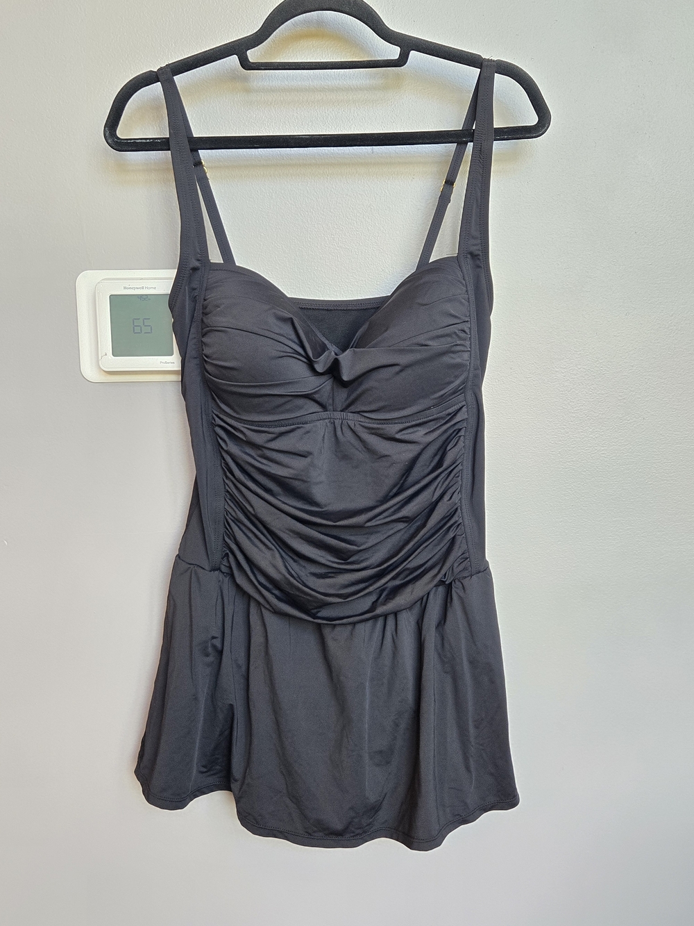 Rose Marie Reid Black Ruched One Piece Swimdress XXL